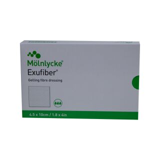 Exufiber Gelbildender Faserverband 4.5x10cm 10 ST PZN 10406039