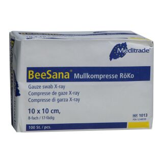 BeeSana Mullkompr.m.Röko unsteril 8f 10x10cm 100 ST PZN 12348599