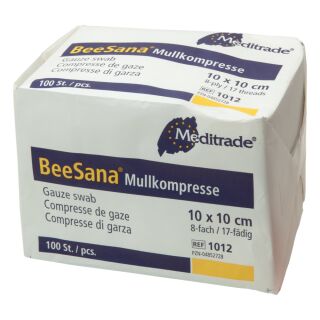 BeeSana Mullkompressen unsteril 8-fach 10x10cm 100 ST PZN 04852728