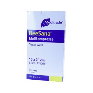 BeeSana Mullkompressen steril 8-fach 10x20cm 25x2 ST PZN 04852875