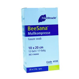 BeeSana Mullkompressen steril 12-fach 10x20cm 25x2ST PZN 07216358