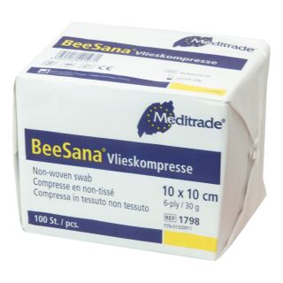 BeeSana Vlieskompresse unsteril 6-fach 10x10cm 100 ST PZN 01330917