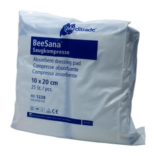 BeeSana Saugkompresse unsteril 10x20cm 25 ST PZN 07607202