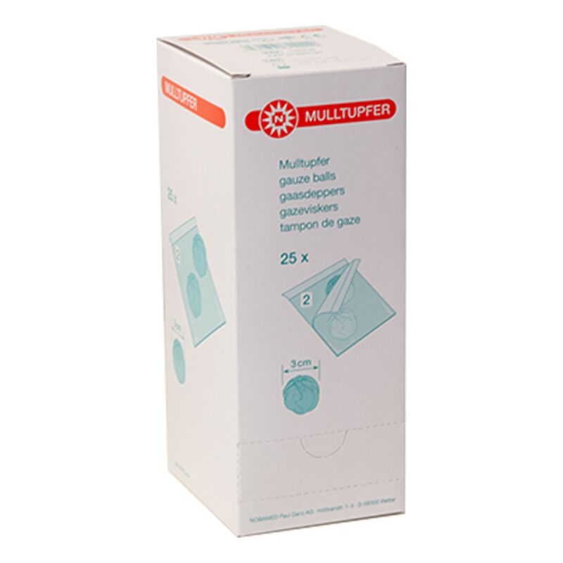 Mulltupfer steril Drm.3cm pflaumengroß 25x2 ST PZN 07386190