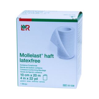 Mollelast haft latexfrei Kohäsive Fixierbinde weiß 10cmx20m 1 ST PZN 09886181
