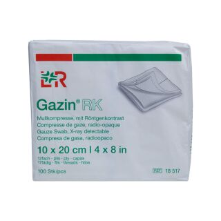 Gazin Mullkompressen unsteril 10x20cm 12-fach 100 ST PZN 03959542