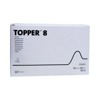 Topper 8 Vliesstoffkompresse steril 10x20 Ts8202 50x2 ST PZN 03420375
