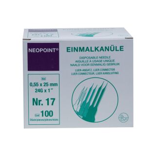 Neopoint Einmalkanüle steril 24Gx1 0.55x25mm 100 ST PZN 00363406