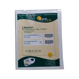 Lätzchen Erwachsene Folie Frottee waschbar Klettverschluß Auffangtasche 58x42cm 1 ST PZN 03097721