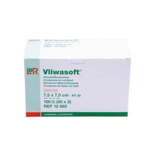 Vliwasoft Vliesstoffkompresse steril 7,5x7,5cm 6-lagig 50x2 ST PZN 08900884
