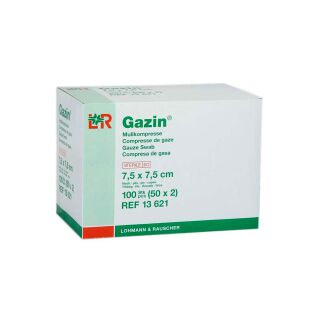 Gazin Mullkompressen steril 7,5x7,5cm 8-fach 50x2 ST PZN 03449054