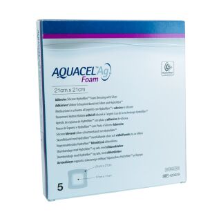 Aquacel Ag Foam adhäsiv Schaumverband 21x21cm 5 ST PZN 09060268